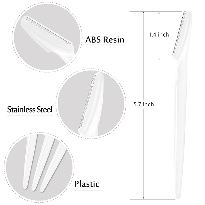 12 Pcs Eyebrow Razors, Face Razors Multipurpose, Exfoliating Dermaplaning Tools, Eyebrow Trimmers Shaver with Safety Cover, Facial Hair Removal for Women Men Body Use (White)