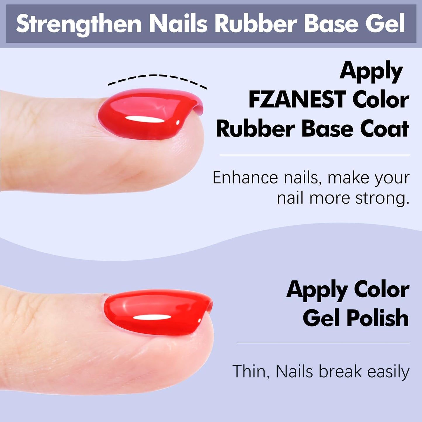 FZANEST Red Gel Polish Rubber Builder Base Coat Nail Strengthen Extension Harder for Thin Fragile Nails