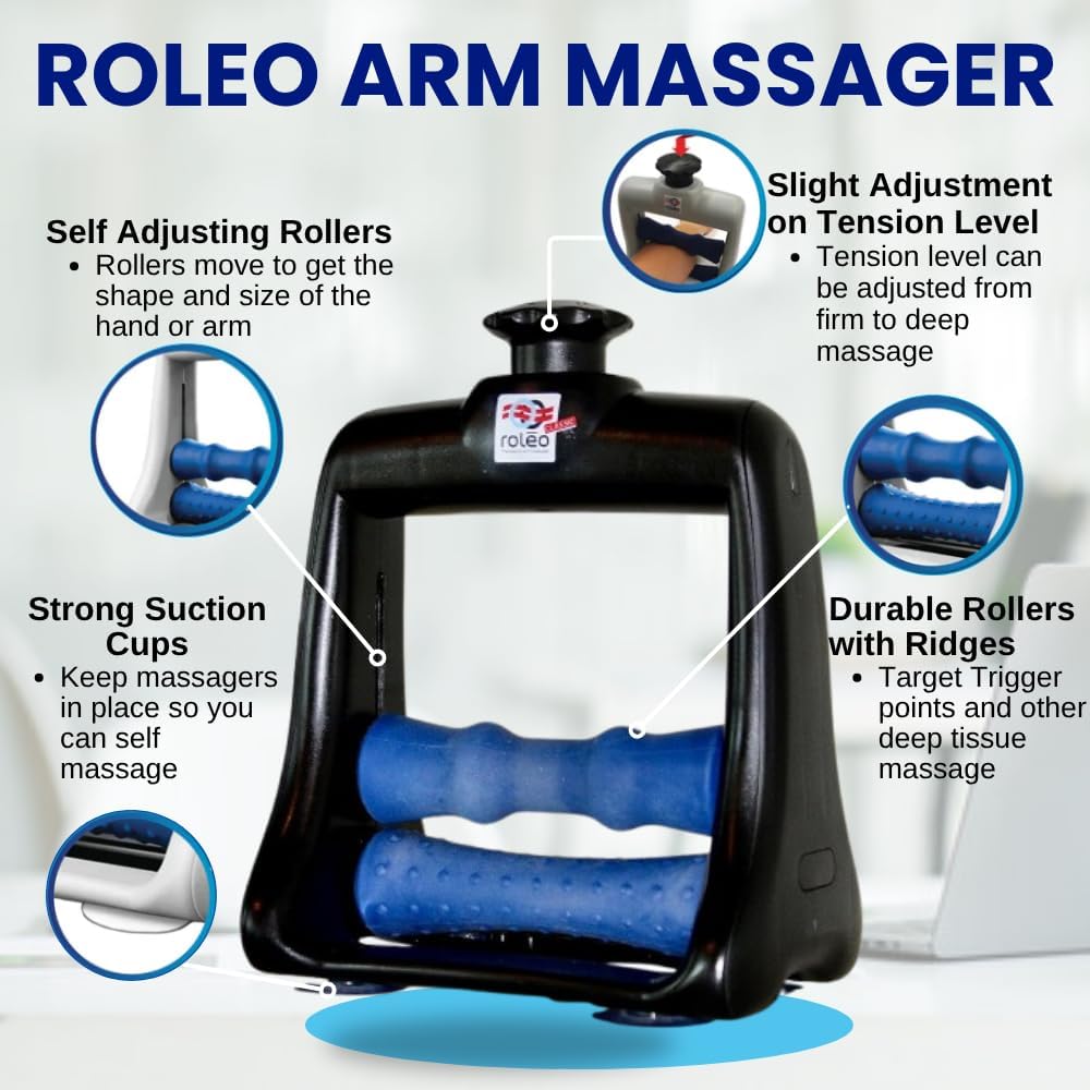 Roleo Arm and Hand Massager; Deep Tissue Forearm, Hand, and Wrist Pain Relief; Arm Roller; Portable. Strong Therapeutic Massage. Invented by a LIC. Massage Therapist. See Our Video. New Sleek Look