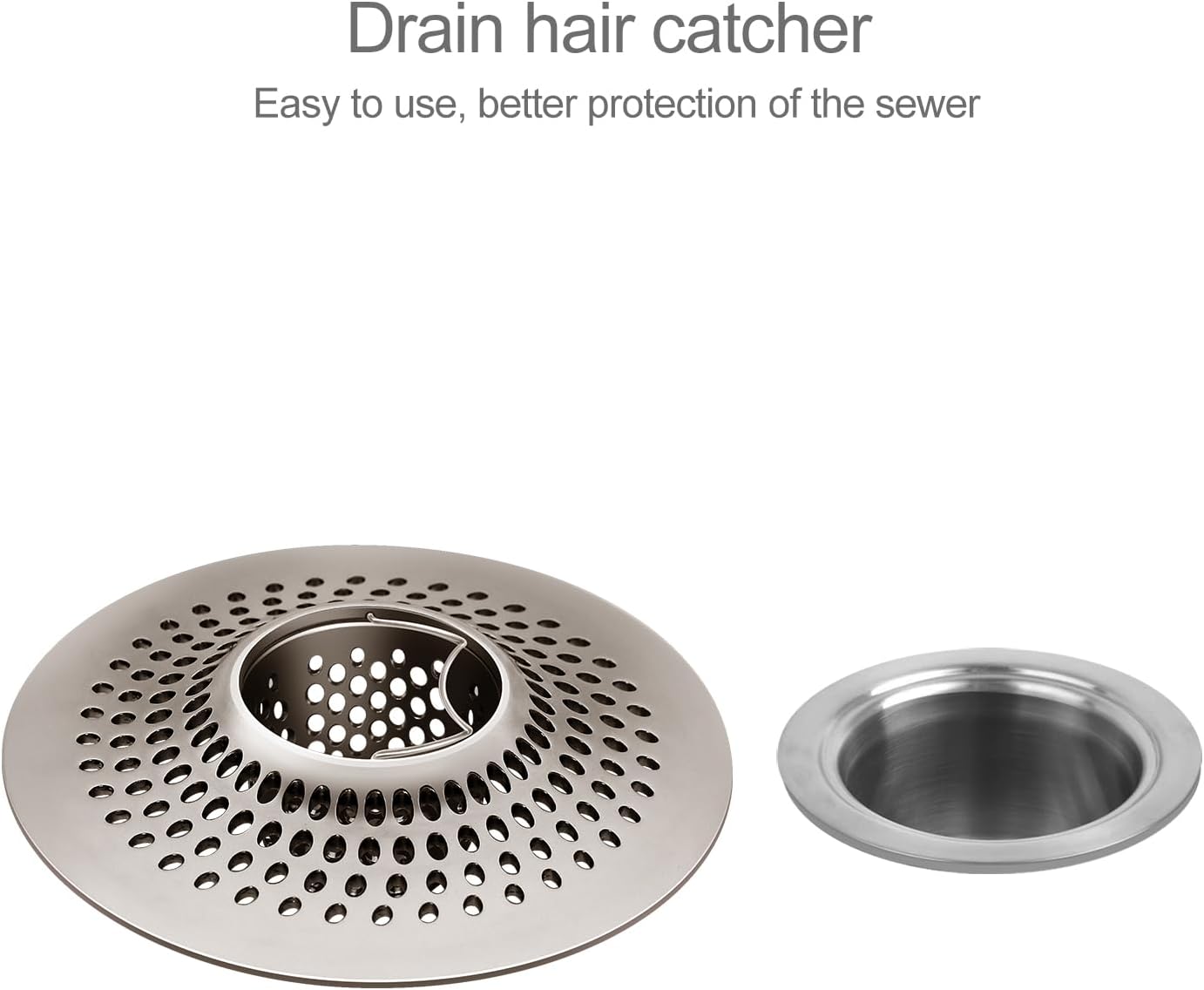 LEKEYE Shower Drain Hair Catcher/Bathroom Drain Cover/Bathtub Drain Strainer/Shower Stall Drain Protector(Brushed Nickel)