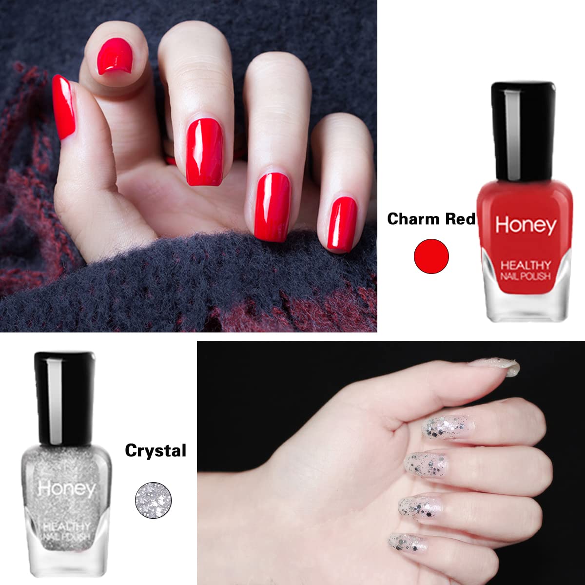 Non Toxic Nail Polish Set, Easy Peel Off and Fast Dry NailPolish Set for Pack, Eco Friendly & Organic Water Based Nail Polish for Women,Teens (6 Bottles)