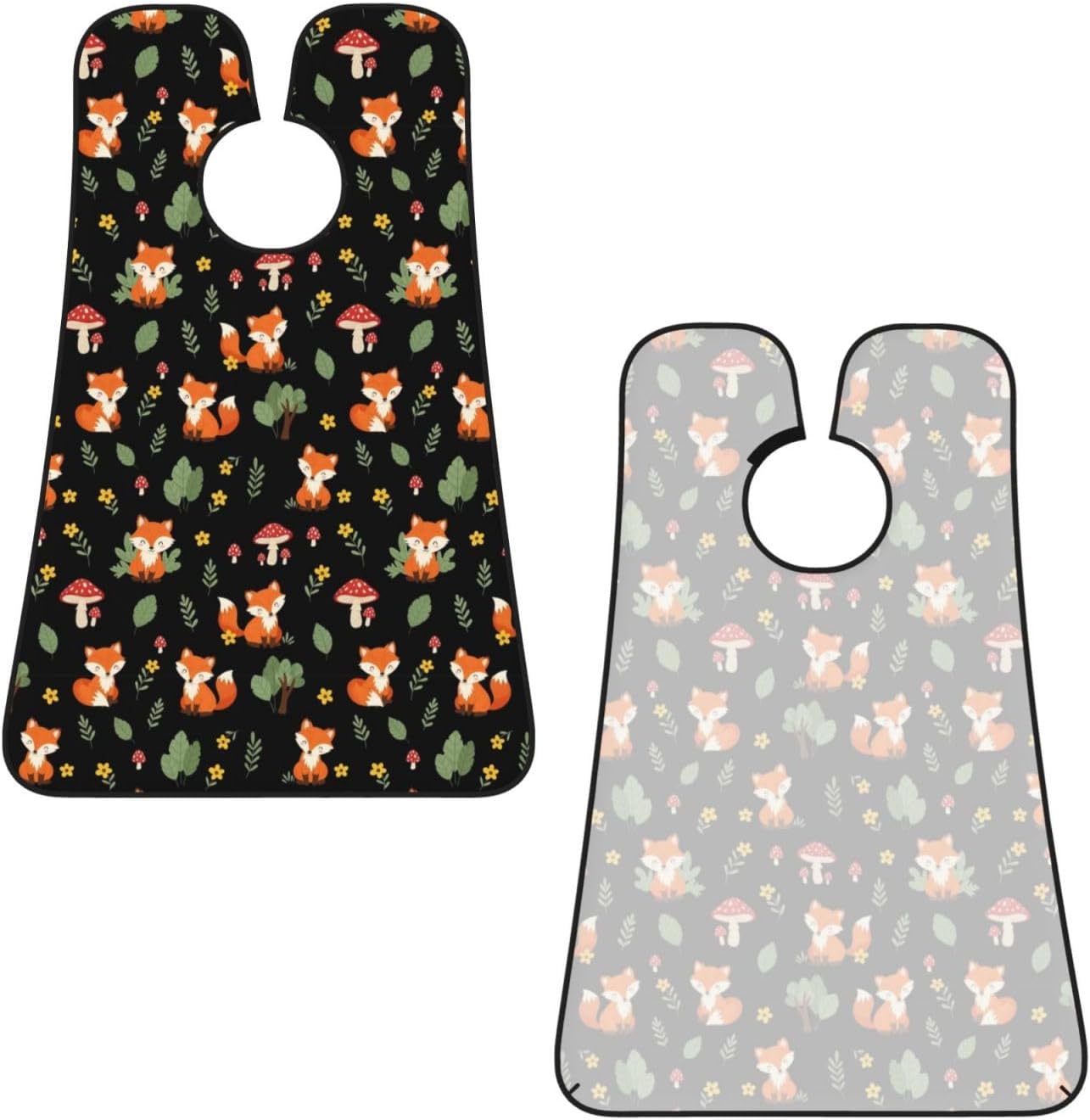 Beard Bib with 3 Suction Cups, Non-Stick Waterproof Hair Catcher Apron, Men's Shaving Essential for Grooming, Red Mushroom Green Leaves Flowers Floral Fox Black Shave Bib