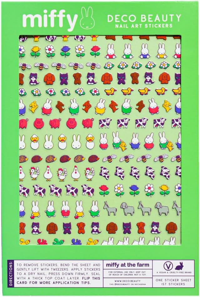 Miffy at The Farm Nail Stickers - Lightweight & Easy-to-Apply Nail Art with Trendy Design - Durable & Long-Lasting Nail Stickers for Women, Ideal for DIY Manicures & Salon-Quality Nails