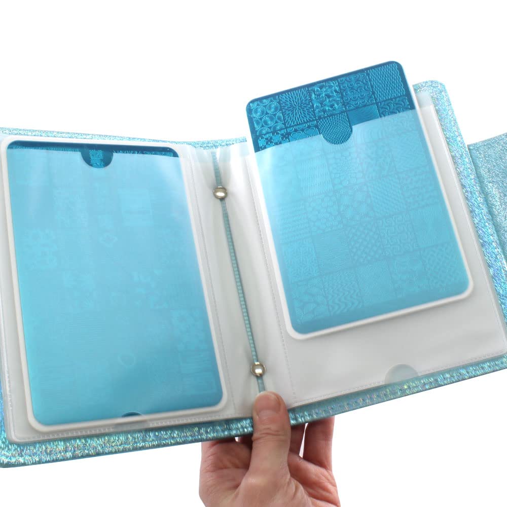 Yigo 20 Slots Image Stamper Plate Collection Laser Color Nail Art Stamp Plate Stamping Plates Cases Stamp Nail Template Organzier for 9.5X14.5CM Size Nail Art Plates (A-Light Green)