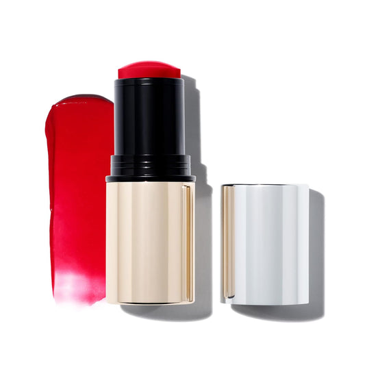 MAKE Beauty Heat Stroke Cream Blush Stick for Cheeks with Natural Hydrating Dewy Finish. Creamy Gel Blush Balm - Shade Feverish, Classic Red Cheek Tint