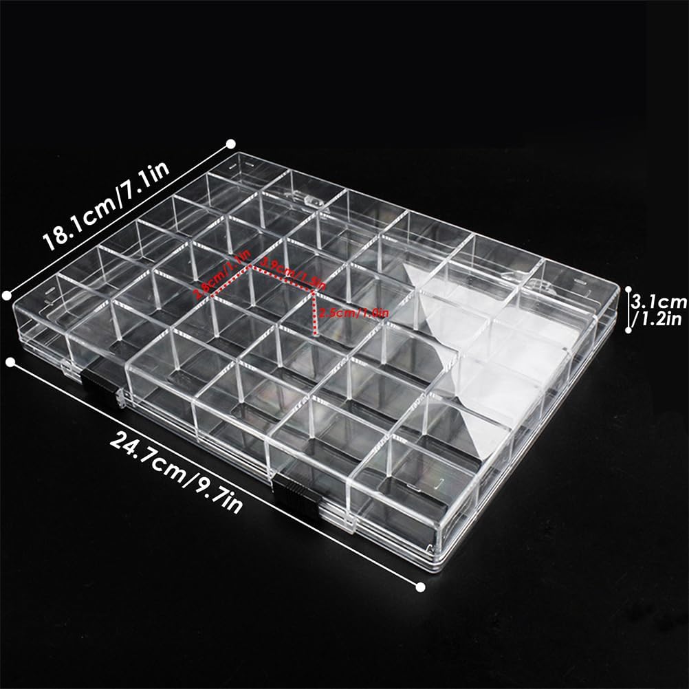 36 Grids Clear Plastic Organizer Box, Craft Storage Container for Beads Organizer, Art DIY, Crafts Jewelry Storage, Fishing Tackles, Rock Collection, 1 Pack