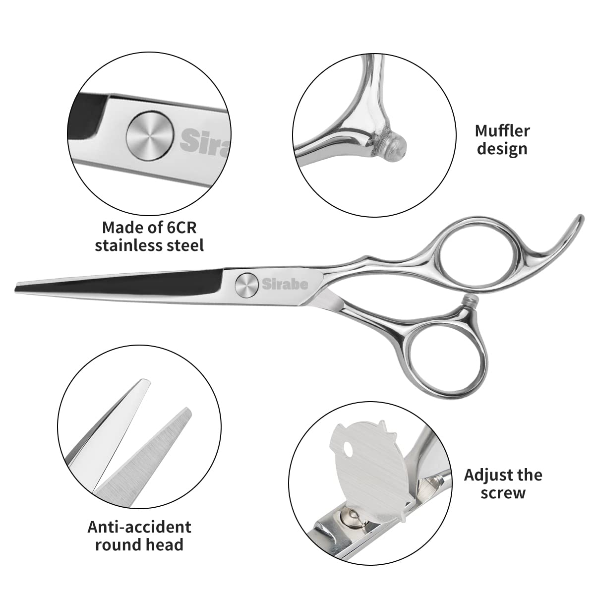 Hair Cutting Scissors Thinning Shears Kit, 6.5 inch Professional Haircut Scissors for Beard Trimming Shaping with Comb Case, Hairdressing Shears Set