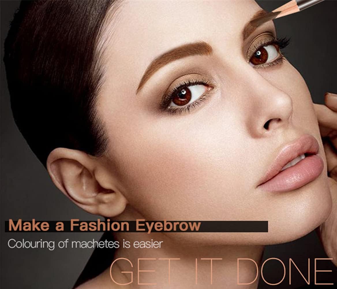 Go Ho 12 PCS Brown Eyebrow Eyeliner Pencils,Sweatproof Eyebrow Pencil,Long-lasting Nice Color Eye Brow Gel Pen Makeup Brow Tint Sticks（Medium Brown）