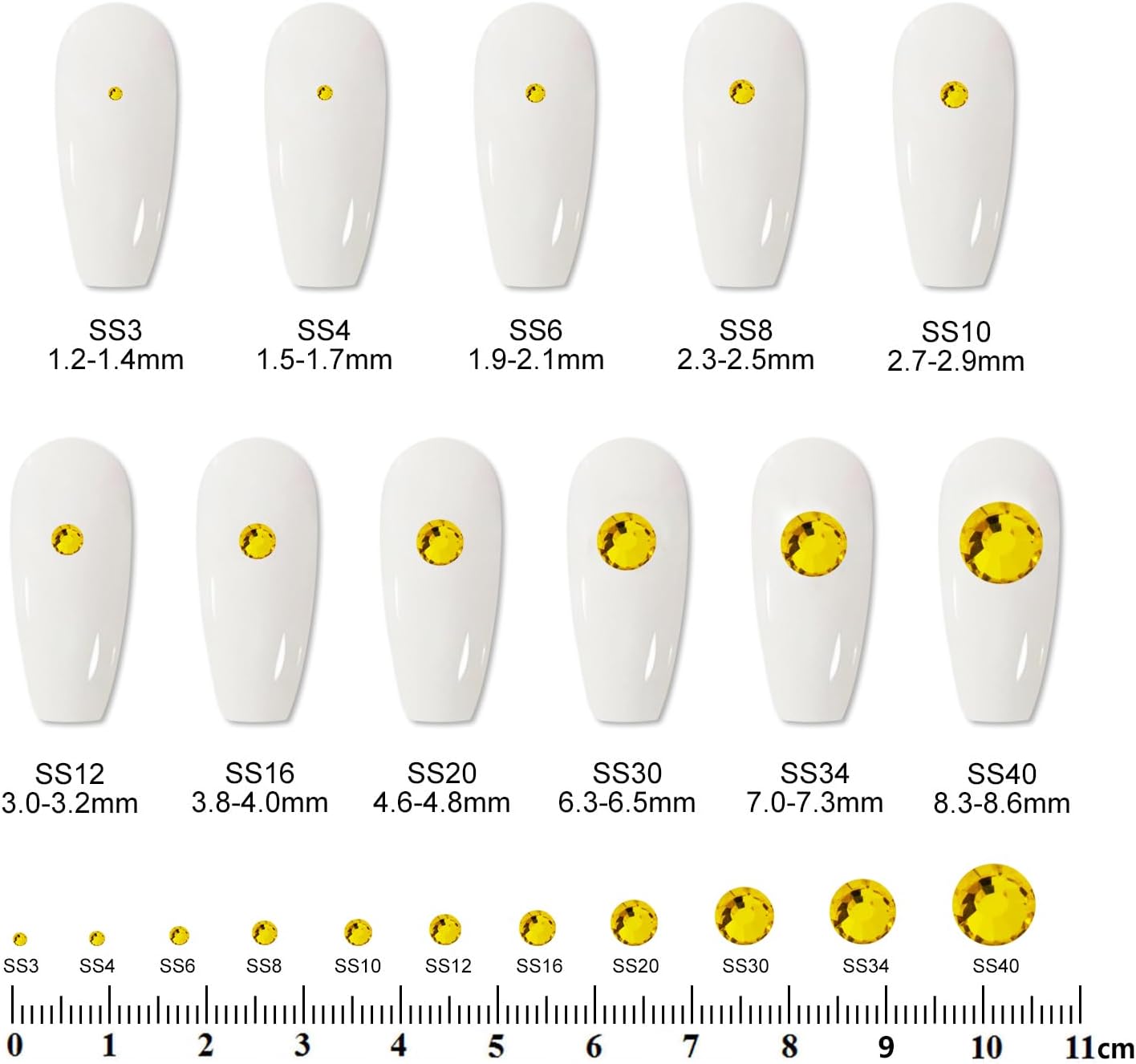 5000PCS SS6 Flatback Rhinestones | 12-Facet Diamond-Cut Glass Gems for Nail Art, Clothing, DIY Crafts |Glue-On Decoration Stones with Silver Backing(Citrine)