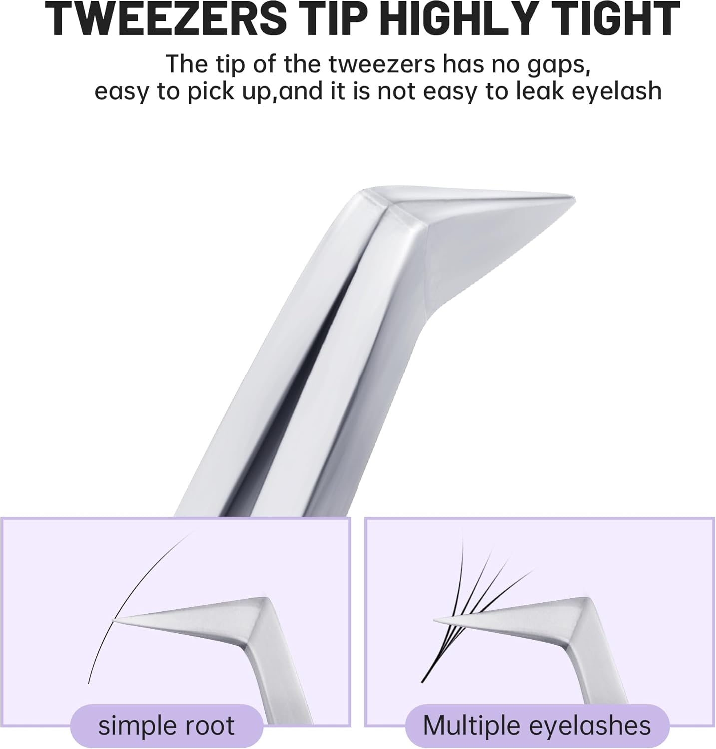 High Precision Lash Tweezers for Individual and Volume Eyelash Extensions Premium Stainless Steel Curved Fiber Tip Professional Isolation Tweezer