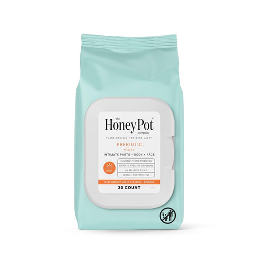 The Honey Pot Company - Prebiotic Feminine Wipes - Daily PH Balancing, Fragrance & Sulfate Free Wipes for Intimate Parts, Body, or Face - Hygiene Products - 30 ct.