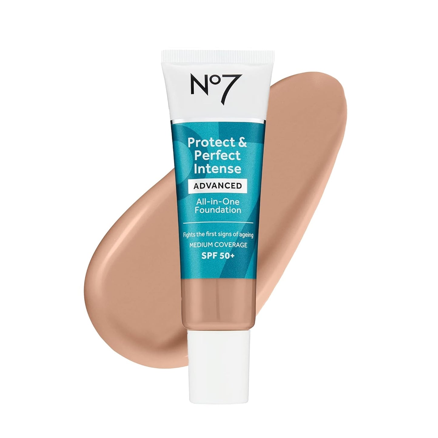 No7 Protect & Perfect Advanced All in One Foundation - Cool Beige - Age Defying Foundation Makeup with SPF 50 - Makeup Base Cream Helps to Reduces Redness & Blurs Visible Pores (30ml)