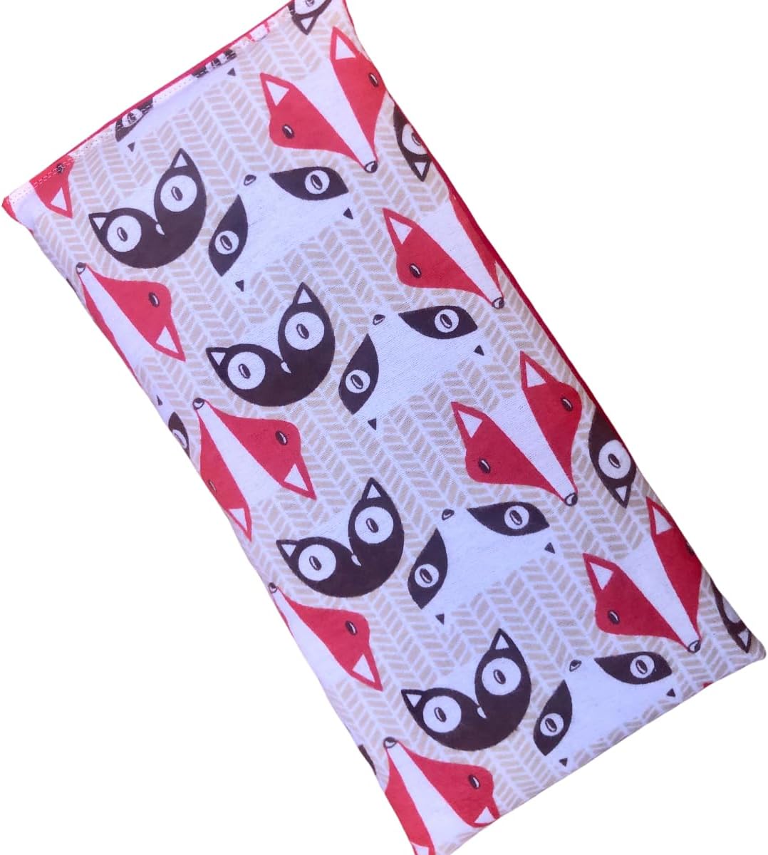 Microwave Heating Pad Filled With Flax Seed and Choice of Dried Herbs, Herbal Cold Pack, Good Size for Back Pain and Cramps, Hot and Cold Therapy, 6" x 12" (Red Fox, Lavender & Peppermint)