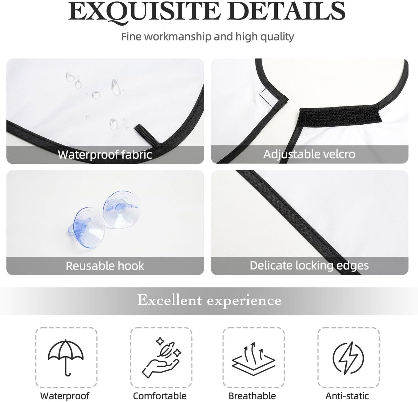 Strong Suction Cup Beard Grooming Bib, Non-Stick Hair Catcher, Waterproof, for Shaving, Black Blue Fire Dragon Art