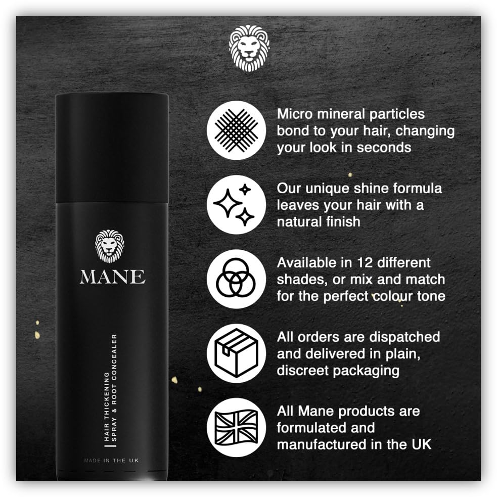 Hair Thickening Fiber Spray by Mane (100 ml, Black)