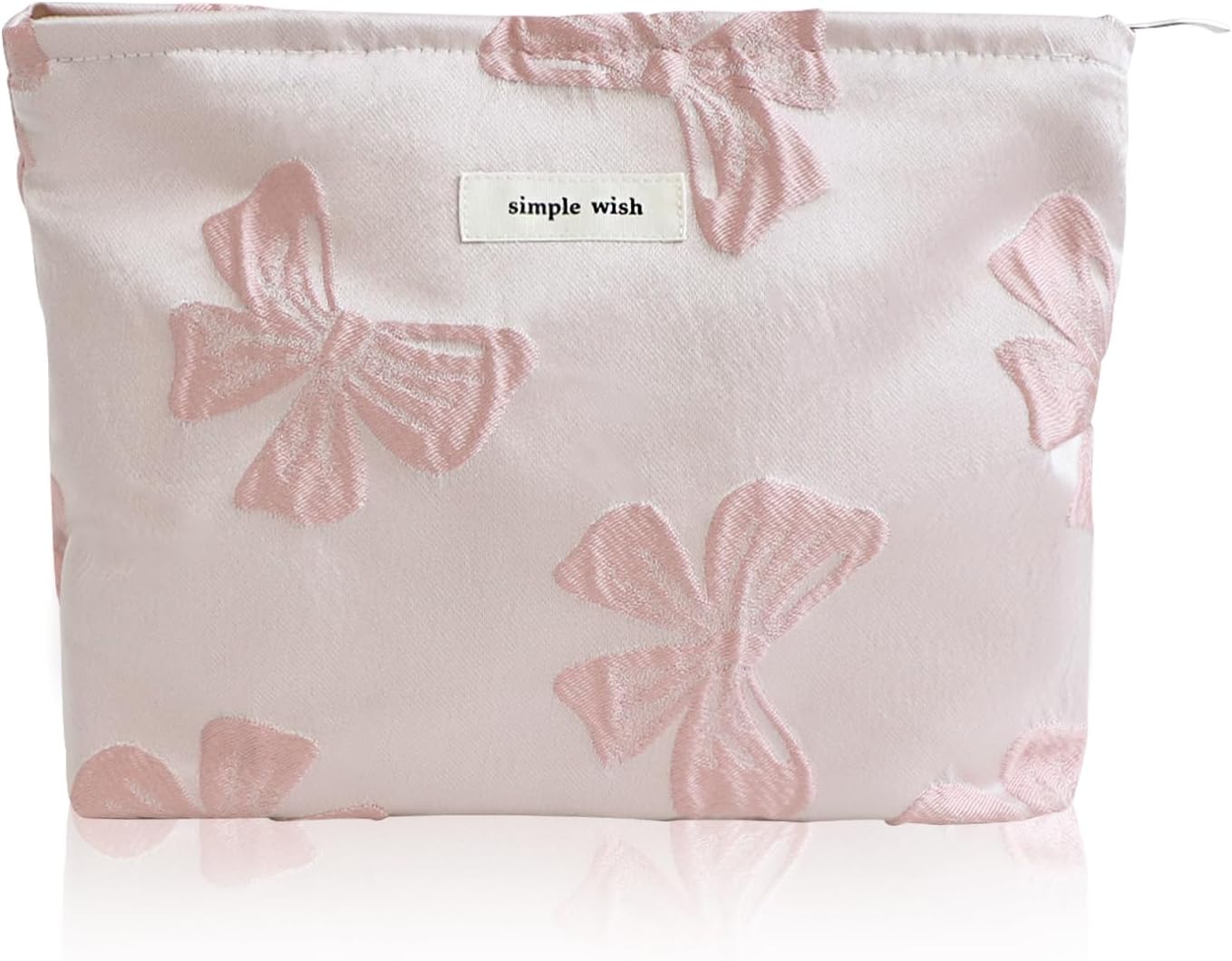 Wudygirl Makeup Bag for Women Large Capacity Cosmetic Bag with Zipper Cute Pink Bow Travel Pouch & Handbag Suitcase Makeup Organizer Aesthetic (Big Pink Bow)