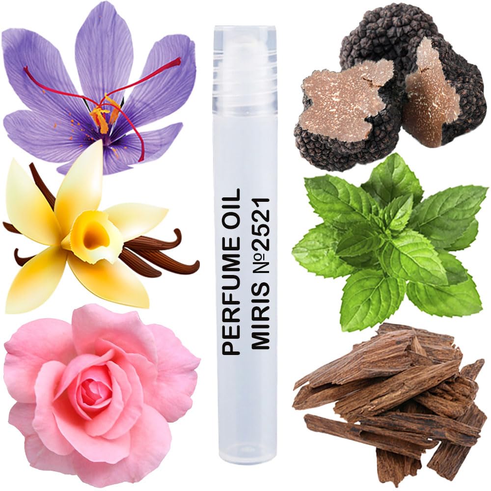 MIRIS Perfume Oil No. 2521, Inspired by Noir de Noir, Long-Lasting Unisex Roll-On For Women and Men, Rollerball 0.34 Fl Oz / 10 ml
