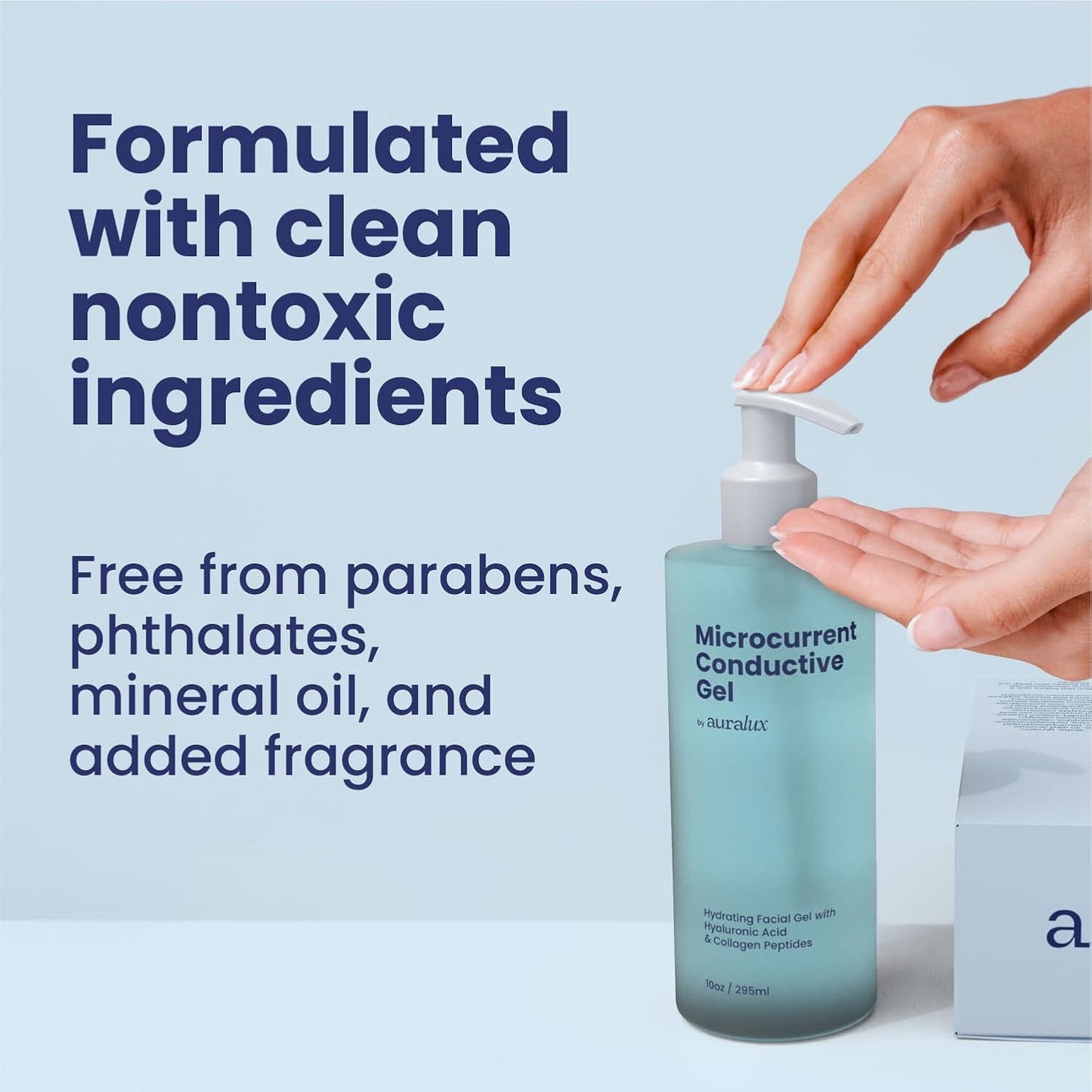 10oz Conductive Gel For Microcurrent Devices - Collagen Peptides & Hyaluronic Acid Boost Skin Radiance - Locks in Moisture for 24 Hours