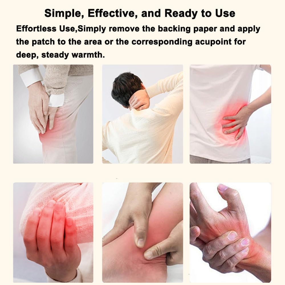 25 Count Ginger Self-Heating Patches | Long-Lasting Comfort for Back, Neck, Shoulders, Knees & Joints | 8-Hour Herbal Warming Pads (12x8cm)