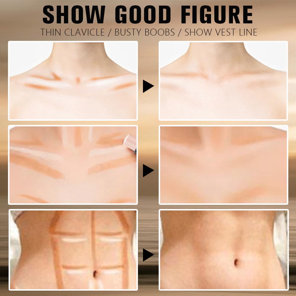 evpct Nuetral Nude & Beige Cream Contour Stick Face Body Makeup Dual Ended, no Transfer Waterproof 2 in 1 Cream Concealer Stick Contouring Makeup, Nose Contour Bronzer Sticks Face Highlighter Make up