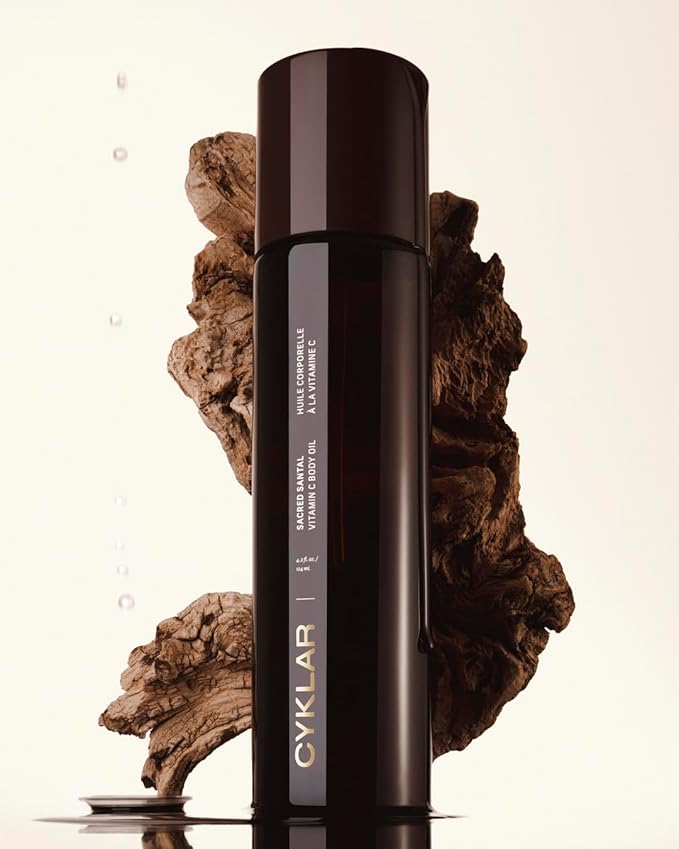 Vitamin C Body Oil for Women and Men. Moisturizing Sacred Santal Scented Body Serum for Glowing Skin. Nourishing, Hydrating After-Shower and Bath Skin Care Moisturizer, 4.2 Fl Oz