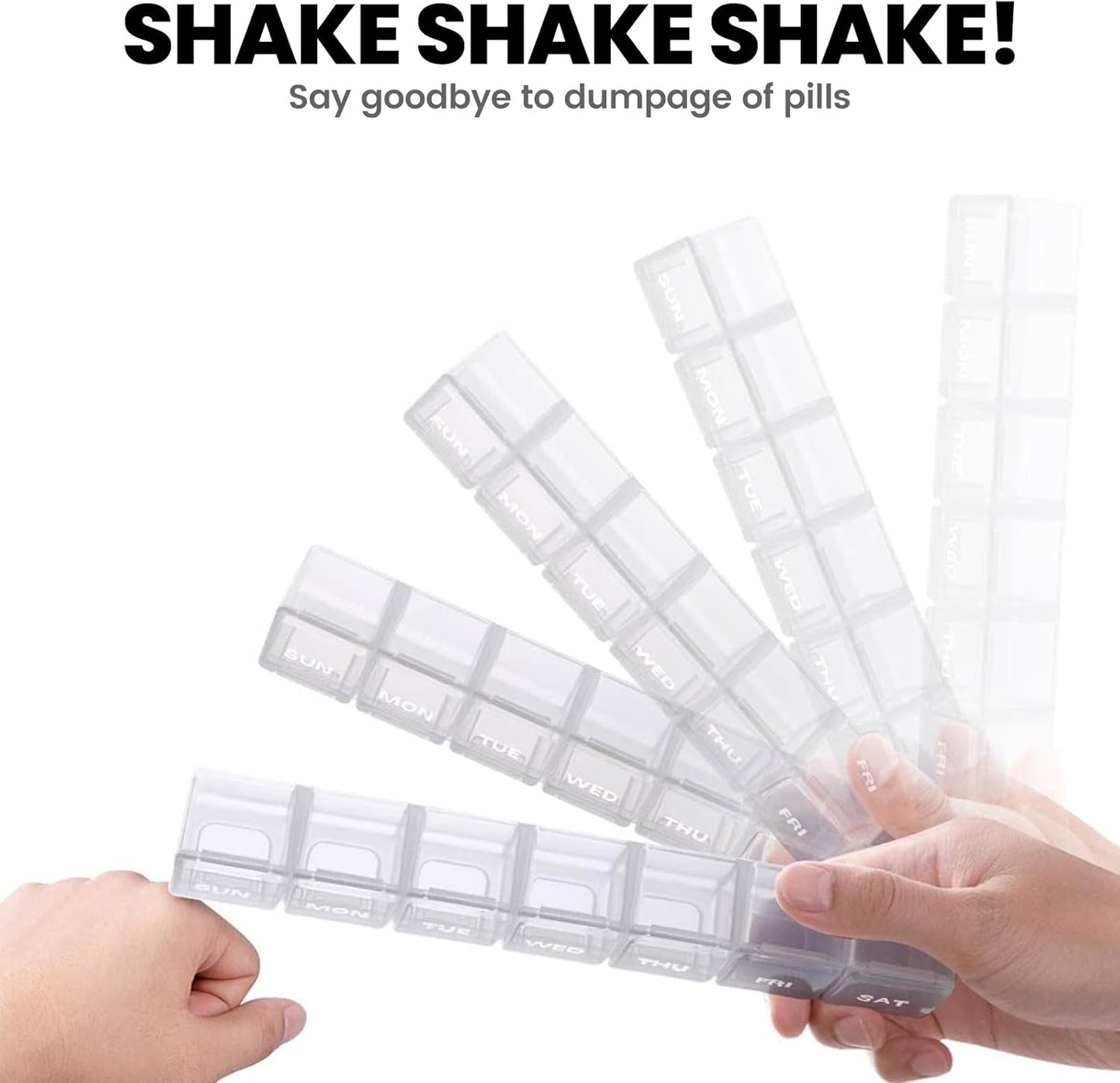 Sukuos Extra Large Weekly Pill Organizer, 7 Day Daily Pill Box Case Arthritis Friendly, Silkscreen Printed Medicine Container with Clear Lid for Vitamins, Fish Oils or Supplements (White)