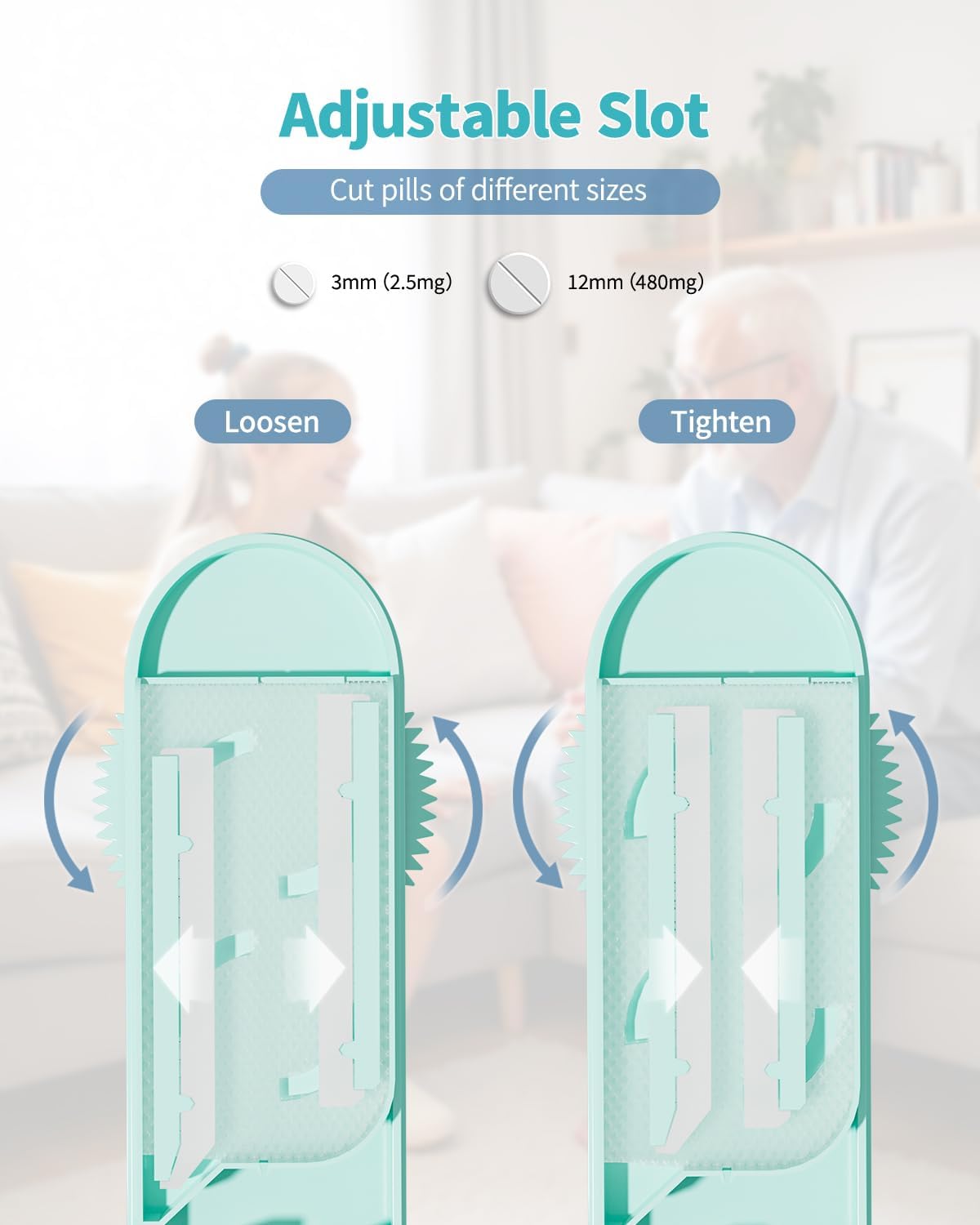 Pill Cutter Splitter for Small and Tiny Pills, Pill Splitter Accurately Cuts Multiple Pills at Once for Large and Small Medicines, Sharp Blade with Safety Guard (Green)