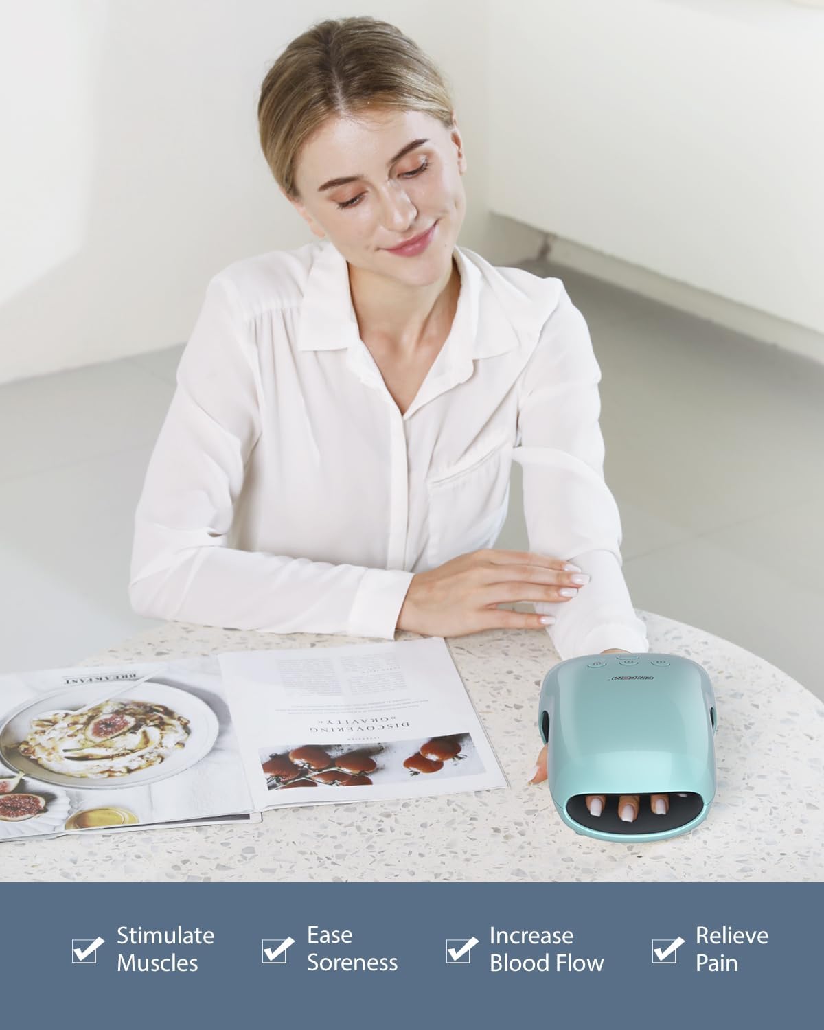 CINCOM Hand Massager - Cordless Hand Massager with Heat and Compression for Arthritis and Carpal Tunnel, Gifts for Women (Blue)