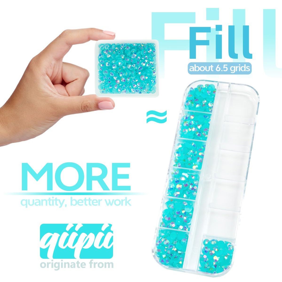 Aquamarine AB Resin Rhinestones for Crafting 3mm 4mm 5mm Lake Blue Flatback Jelly Stones Bulk SS10 SS16 SS20 No-Hotfix Water Blue Diamonds for Nails Face Eyes Makeup Tumblers Bottles DIY Crafts