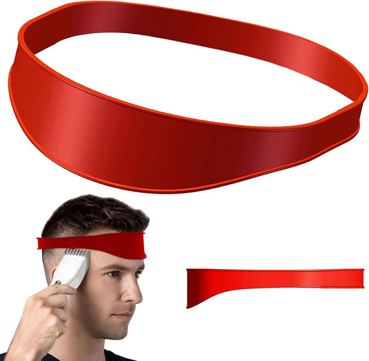 Neckline Shaving Template and Hair Trimming Guide, High-Grade Curved Silicone Headband for DIY Home Hair Trimming and Cutting,Home Haircuts Fade and Taper Guide for Clippers-(Red 1)