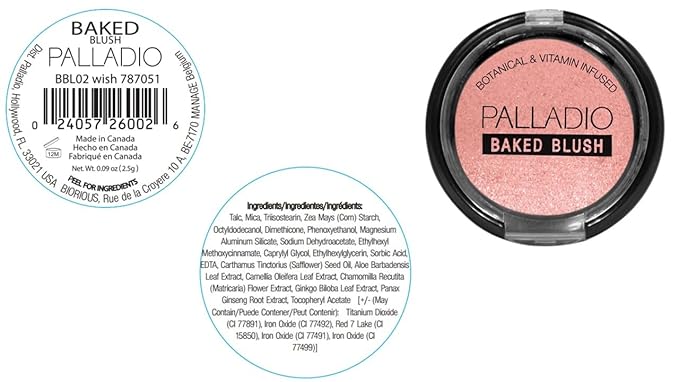 Palladio Baked Blush, Highly Pigmented Shimmery Formula, Easy to Blend and Highly Buildable, Apply Dry for a Natural Glow or Wet for a Dramatic Luminous Look, Long Lasting for All day Wear, Wish