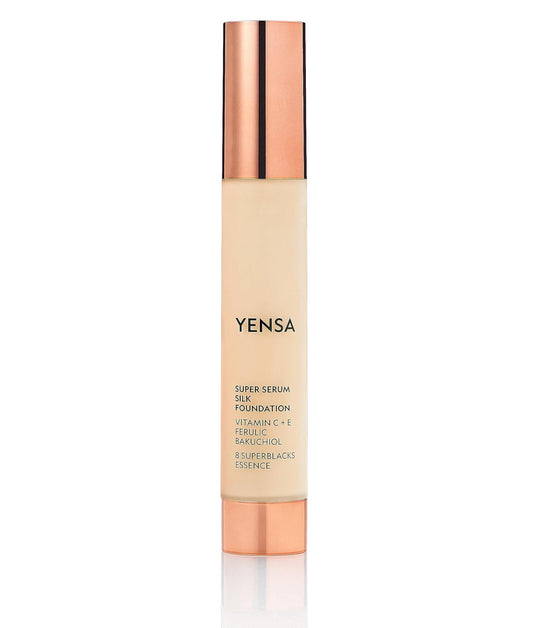 YENSA Serum Foundation Makeup - Super Silk Full Coverage Foundation Enriched with Peptides, Vitamin C & Ferulic Acid to Help Reduce Fine Lines, Wrinkles & Dark Circles - Fair 3 (1 oz)