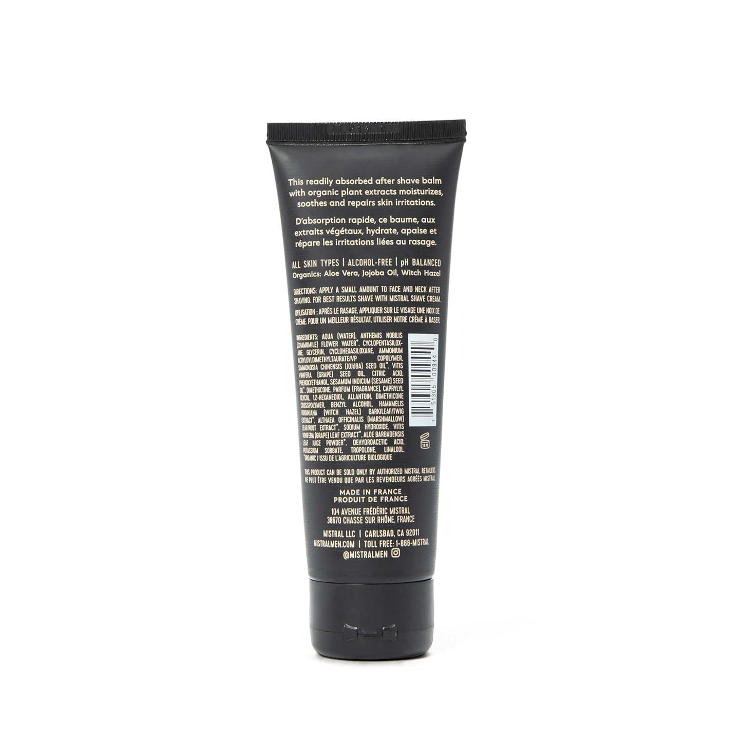 Mistral Salted Gin Post Shave Balm | Soothing Aftershave for Men with Aloe & Jojoba Oil | Non-Greasy Post Shave Moisturizer, For All Skin, Paraben & Phthalates Free | Made in France - 80ml