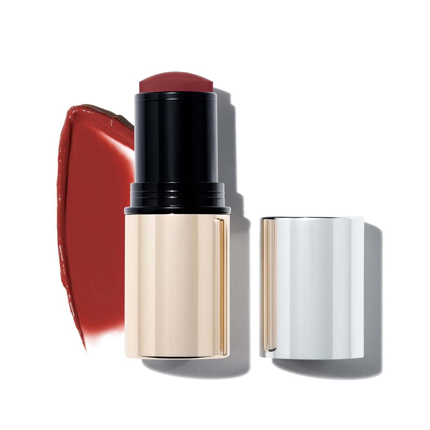 MAKE Beauty Heat Stroke Cream Blush Stick for Cheeks with Natural Hydrating Dewy Finish. Creamy Gel Blush Balm - Shade Spice, Deep Pink Nude Cheek Tint