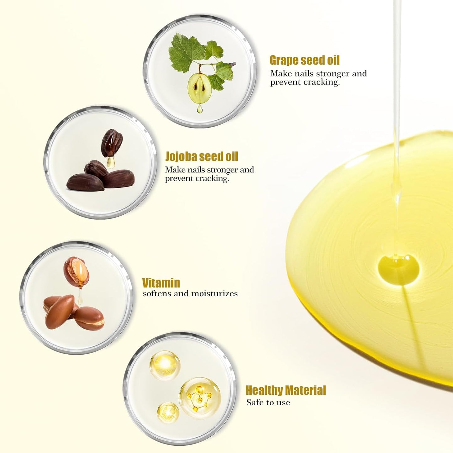 ADHERE Cuticle Oil for Nails Professional Nail Oil 8ML, Jojoba Nail Cuticle Oil Contains Vitamins with Soft Brush, for Nourishing, Hydrating, Dry Rough Nail Care Repair Essential Nail Care（Milky）