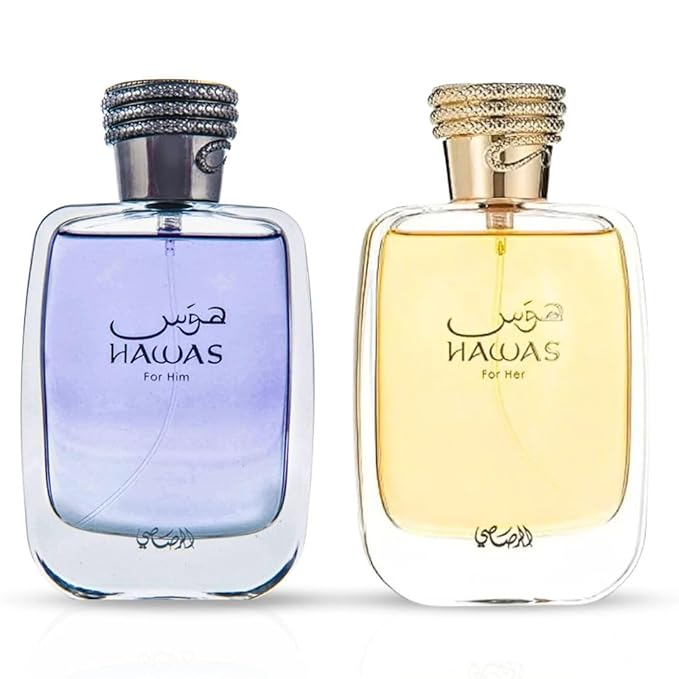 RASASI Hawas For Him & Hawas For Her EDP Sprays 100ML (3.4 OZ) Long Lasting, Exquisite Scent, Luxurious Fragrances. (Luxurious Bundle)