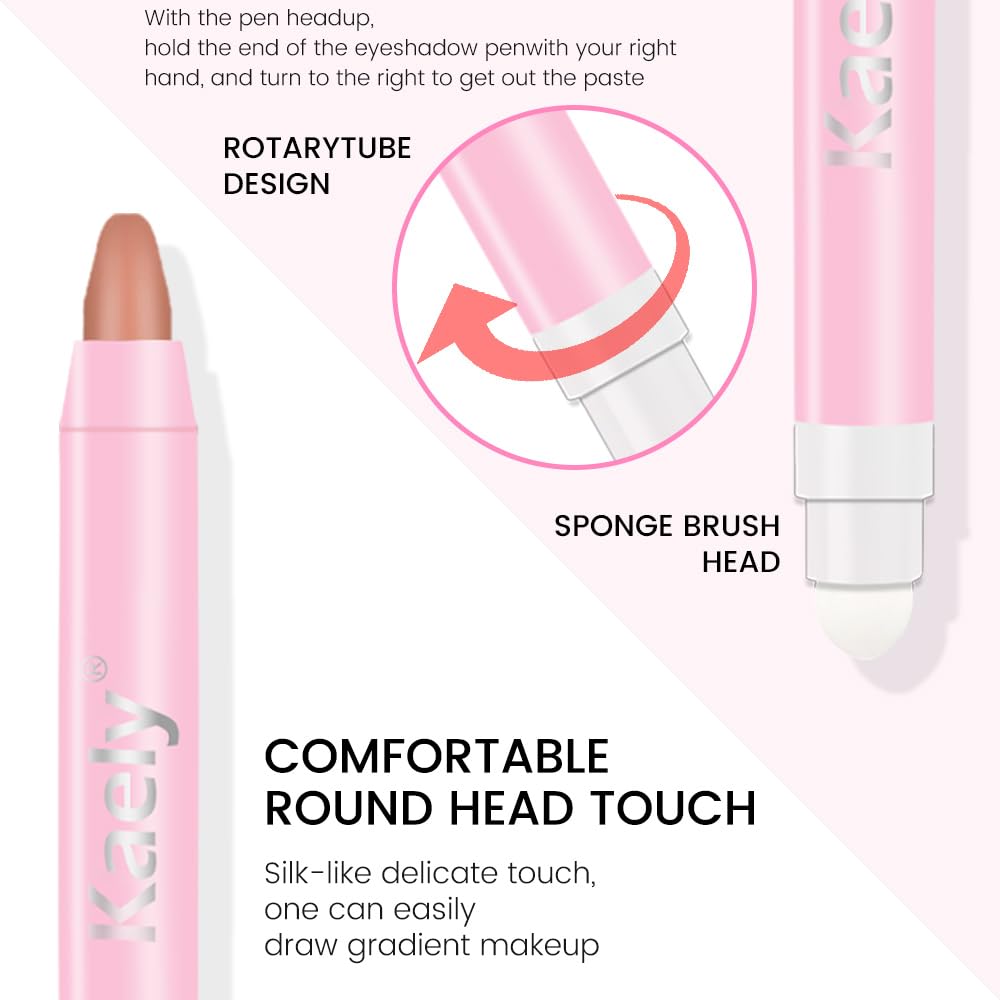 evpct 1Pcs Putty Matte Cream Eye Shadow Brightener Sticks for Eyes Waterproof Pigmented, Double Ended Cream Eyeshadow Stick Pencil Pen with Applicator, Eye Shadow Palette Highlighter Makeup 23