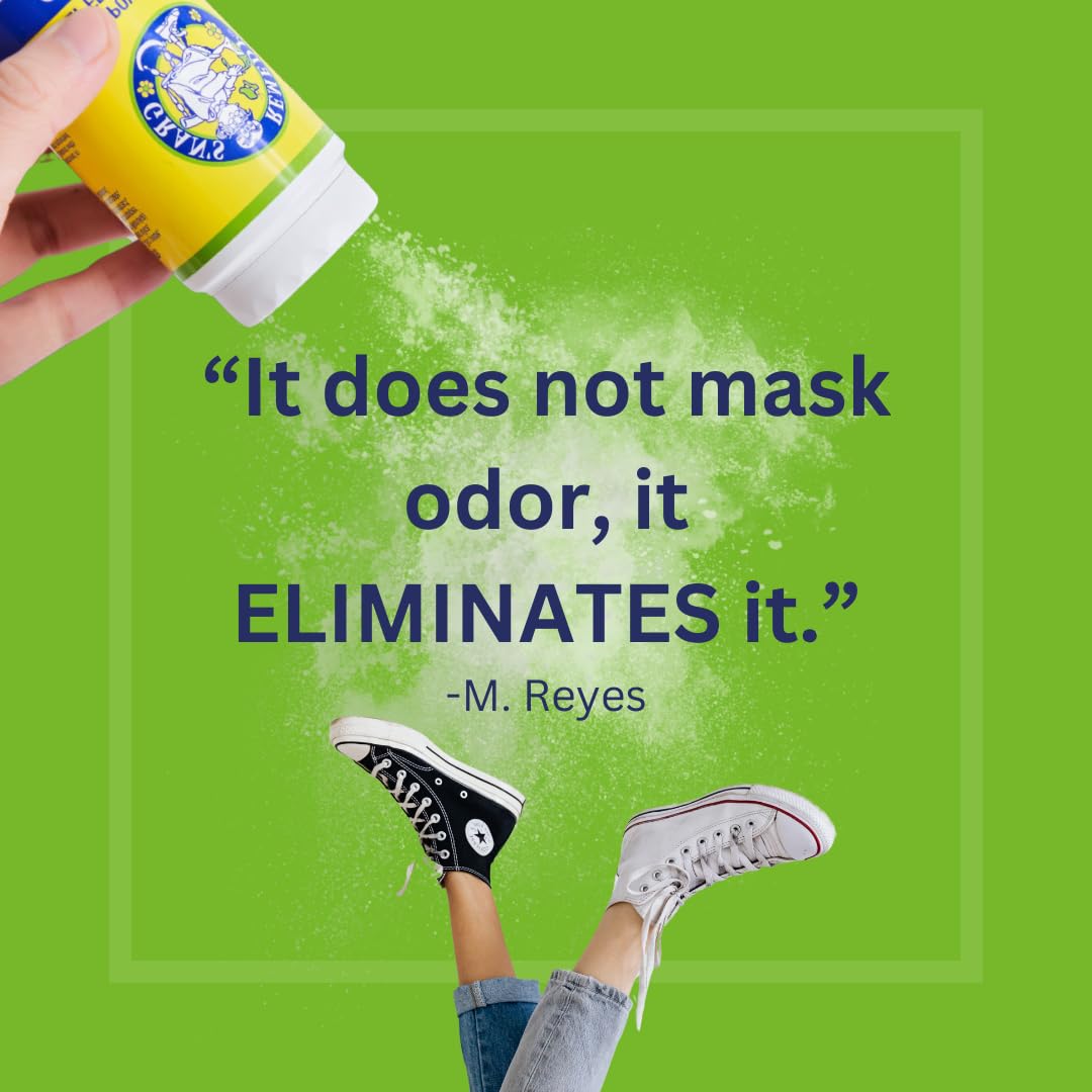 Gran's Remedy Cooling Foot and Shoe Deodorizer Powder - Effective Odor Eliminator - Moisture Absorbing Travel Size Foot Powder - Soothing Relief for Shoes and Feet