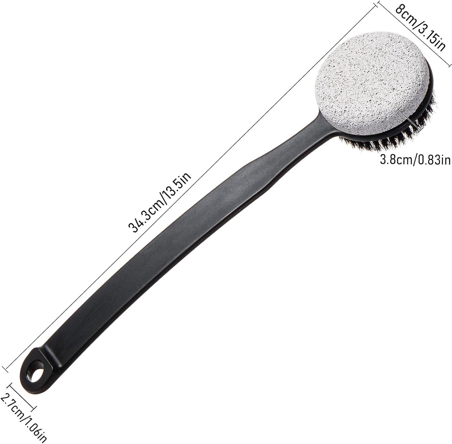 Pumice Stone for Feet with Long Handle (Double-Faced Curved Handle,Black, Count, 1.0)