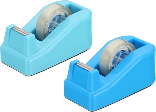 PATIKIL 2pcs Tape Dispenser Desk, Small Tape Dispenser Cute Desktop Dispenser Holder for Tape Office Desktop, Blue Tone