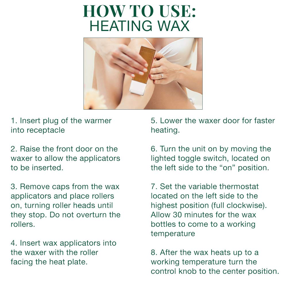 Clean + Easy Roll On Wax Kit – Roll On Wax Warmer for Hair Removal with Roller, Cartridges, Strips, Pre and Post Waxing Care, Roller Waxing Kit for Estheticians – 120V
