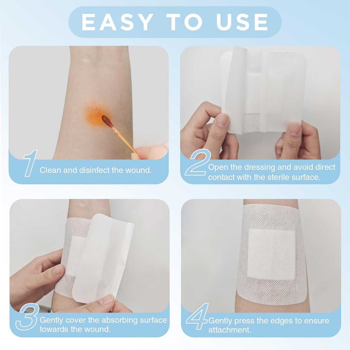 OK TAPE Bordered Gauze Island Dressing 6"x6",25 Count Wrapped Gauze Pads,Non-Woven Sterile Wound Dressing with Highly Absorbent Pad,Soft and Breathable Bandages for Wounds, First Aid