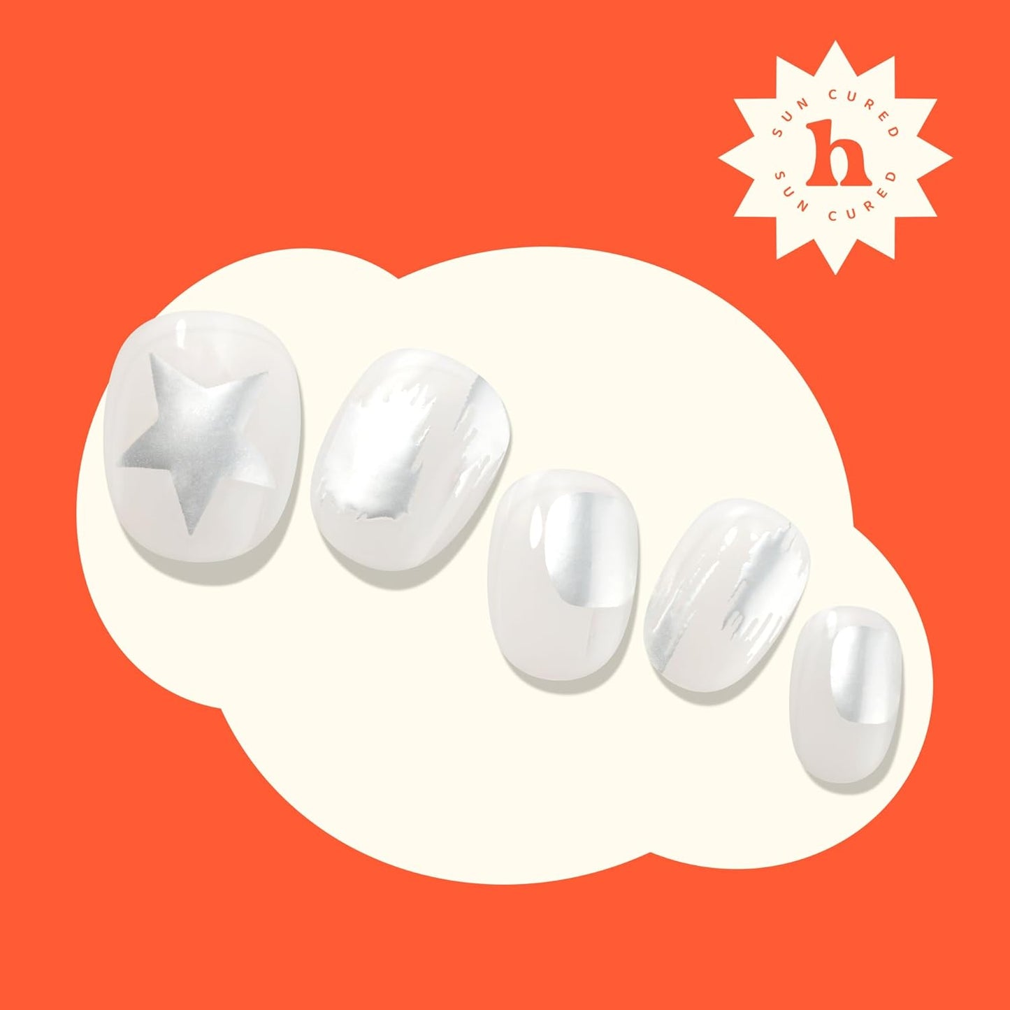 Semi Cured Gel Nail Strips | No LED Lamp Needed | Glitter, White, Spring | Easy Apply & Remove, Salon Quality |Includes 28 Strips, 1 Prep Pads, Nail File & Wooden stick - Hey, Lunch & Pictures?