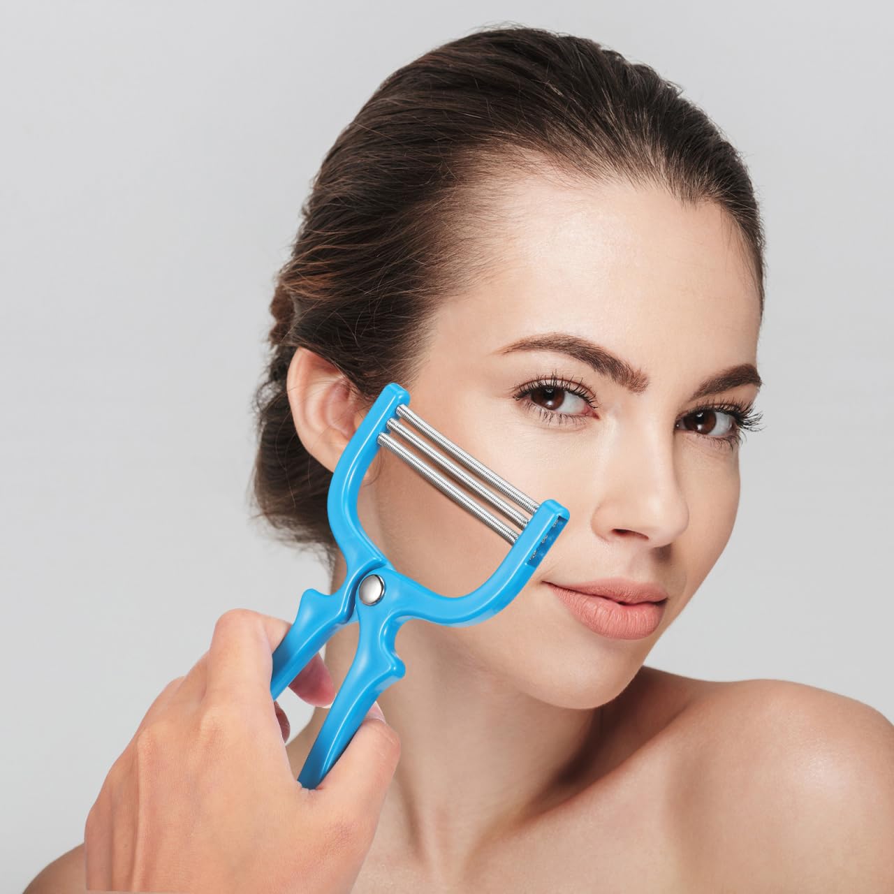 3Pcs Manual Facial Epilator for Women, Spring Hair Remover for Face, Chin, Upper Lip, Portable Hair Removal Tool (Blue)