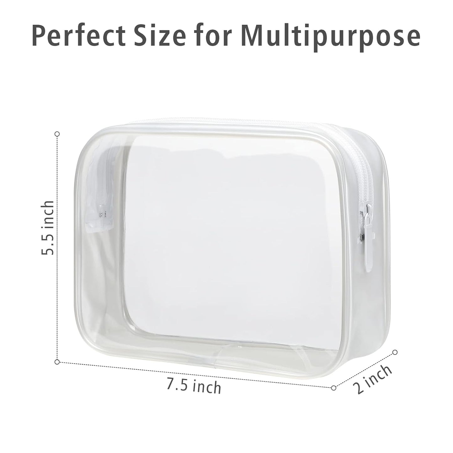 PACKISM Clear Toiletry Bag - 3 Pack TSA Approved Toiletry Bag Quart Size Bag, Travel Makeup Cosmetic Bag for Women, Carry on Airport Airline Compliant Bag, White