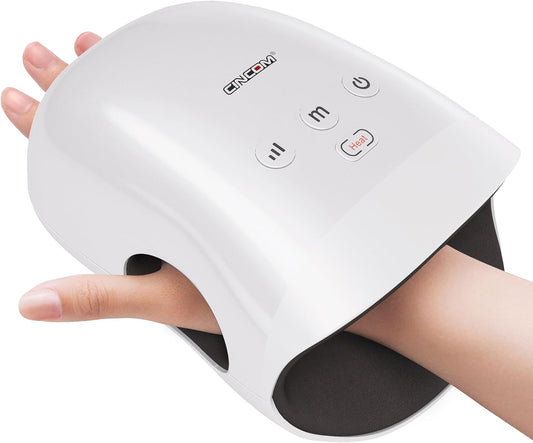 CINCOM Hand Massager - Cordless Hand Massager with Heat and Compression for Arthritis and Carpal Tunnel, Gifts for Women(White)