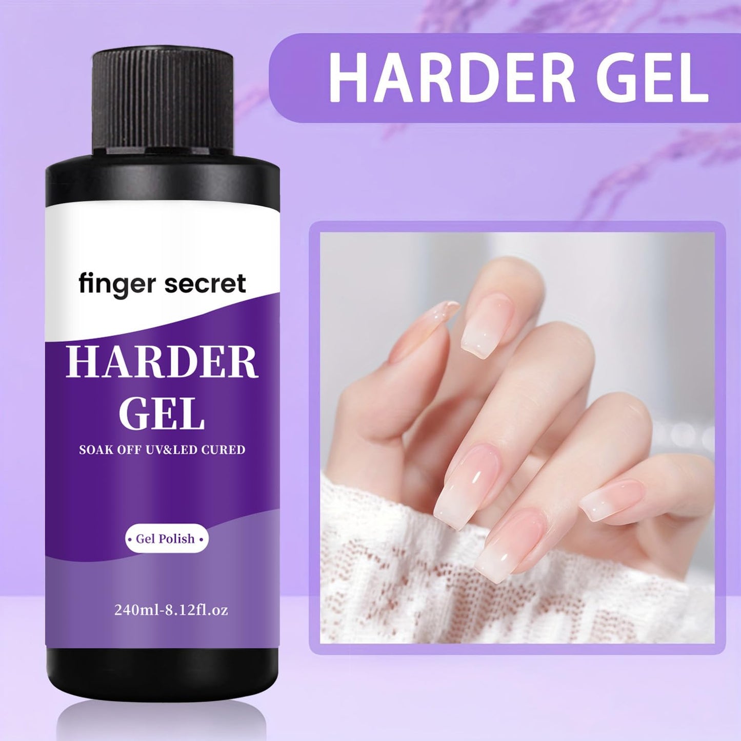 240ml/8floz Hard Gel for Nail Polish,Builder Gel for Nails,Nail Supplies for DIY in Salon or Home Use.