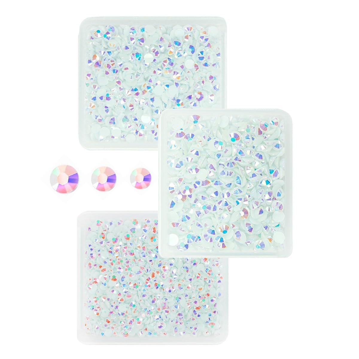 3mm 4mm 5mm White AB Resin Rhinestones for Crafting SS10 SS16 SS20 Flatback Jelly Stones Bulk Non-Hotfix Diamonds Crystals Gems for Nails Face Eyes Makeup Mugs Tumblers Bottles DIY Crafts Shoes