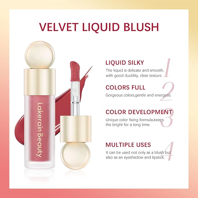 Liquid Blush, Soft Cream Face Blush, Velvet Liquid Blush Makeup Natural Matte Finish Looking, Long-Lasting, Smudge Proof, Moisturizing Lightweight Blendable Feel 05#