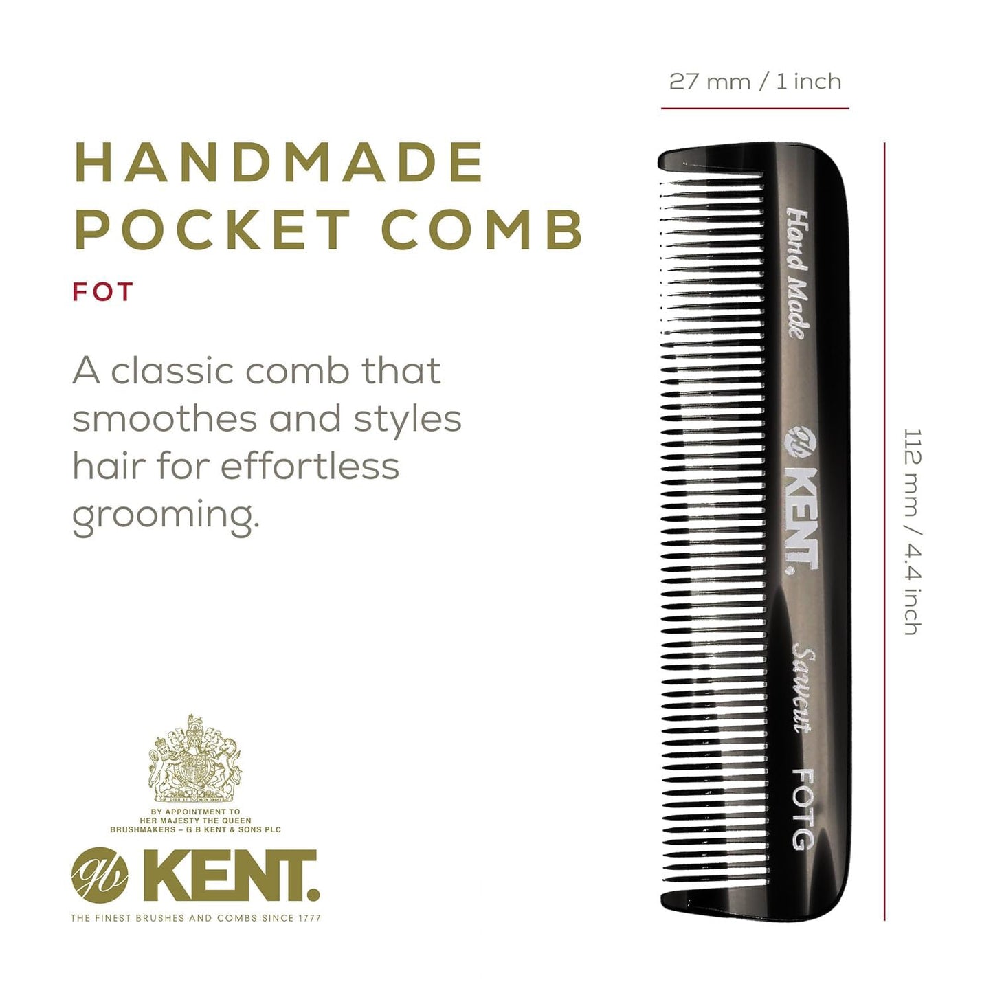 Kent Set Men's Hair Pocket Combs, 81T X-Small, FOT All Fine Tooth, 20T Fine Tooth Folding Comb. Best Hair, Beard and Mustache Grooming Kit for Travel and Home Care, Handmade in England